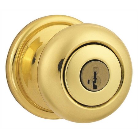 KWIKSET Hancock Polished Brass Entry Door Knob Featuring SmartKey Security 740H 3 SMT 6AL RCS